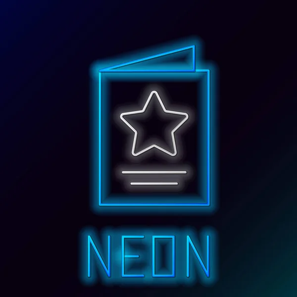 Gloeiende Neon Lijn Wenskaart Pictogram Geïsoleerd Zwarte Achtergrond Feestposter Sjabloon — Stockvector