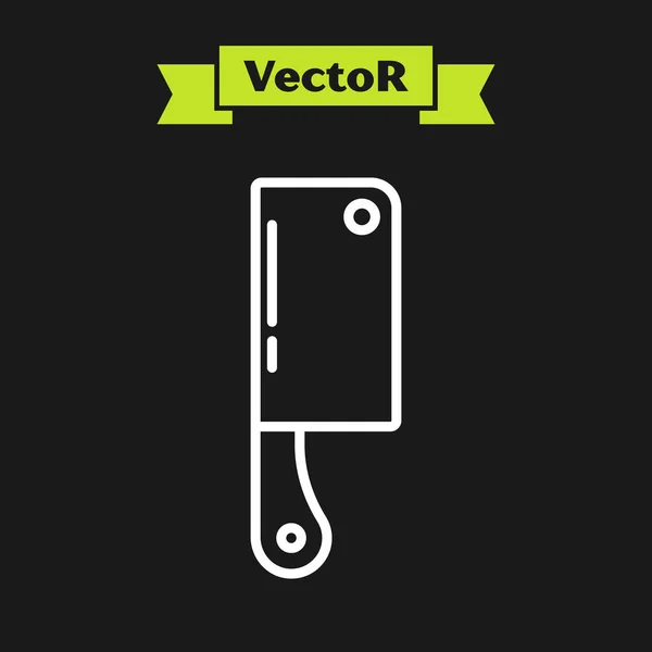 Weiße Linie Fleischhacker Symbol Isoliert Auf Schwarzem Hintergrund Küchenmesser Für — Stockvektor