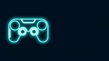 Parlayan neon hattı Gamepad simgesi siyah arkaplanda izole edildi. Oyun kontrolörü. 4K Video hareketli grafik canlandırması