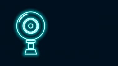 Parlayan neon hattı web kamera simgesi siyah arkaplanda izole edildi. Sohbet kamerası. Web kamerası simgesi. 4K Video hareketli grafik canlandırması