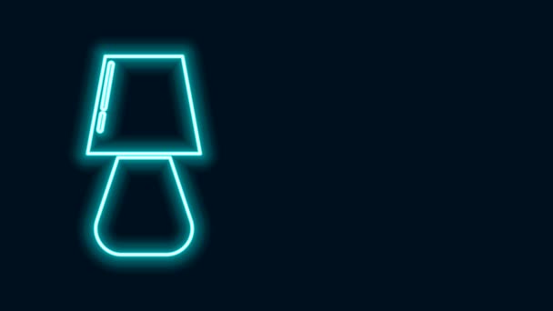 Linea neon incandescente Icona lampada da tavolo isolata su sfondo nero. Animazione grafica 4K Video motion — Video Stock