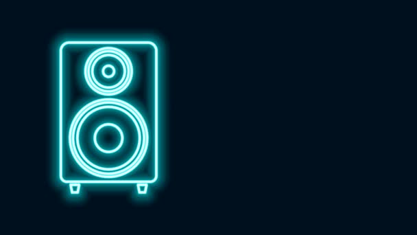 Glowing neon line Stereo speaker icon isolated on black background. Sound system speakers. Music icon. Musical column speaker bass equipment. 4K Video motion graphic animation — Stock Video