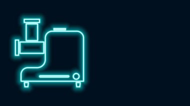Parlayan neon hattı Mutfak Et öğütücüsü simgesi siyah arkaplanda izole edildi. 4K Video hareketli grafik canlandırması