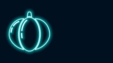 Parlayan neon hattı balkabağı simgesi siyah arkaplanda izole edildi. Mutlu Cadılar Bayramı Partisi. 4K Video hareketli grafik canlandırması