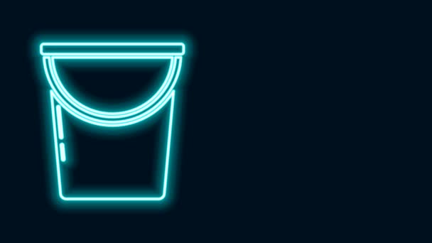 Glödande neon line Bucket ikon isolerad på svart bakgrund. 4K Video motion grafisk animation — Stockvideo