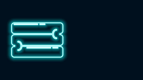 Glowing neon line Towel stack icon isolated on black background. 4K Video motion graphic animation — Stock Video