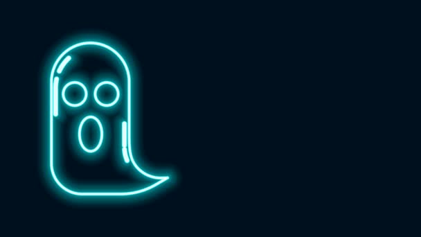 Ligne lumineuse néon Icône fantôme isolé sur fond noir. Bonne fête d'Halloween. Animation graphique de mouvement vidéo 4K — Video
