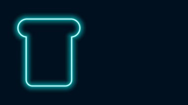 Siyah arka planda izole edilmiş kızarmış ekmek parçası için parlayan neon hattı tostu. Öğle yemeği, akşam yemeği, kahvaltı atıştırmalığı. 4K Video hareketli grafik canlandırması