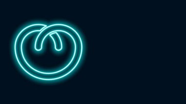 Parlayan neon hattı simge simgesi siyah arkaplanda izole edildi. Alman konforlu yemek hamur işi. Oktoberfest festivali. 4K Video hareketli grafik canlandırması