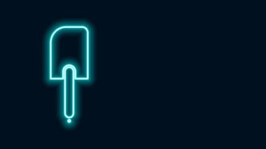 Parlayan neon çizgisi Spatula simgesi siyah arkaplanda izole edildi. Mutfak spatula ikonu. Barbekü spatula işareti. Barbekü ve ızgara aleti. 4K Video hareketli grafik canlandırması