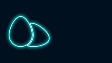 Parlayan neon hattı Tavuk Yumurtası simgesi siyah arka planda izole edildi. 4K Video hareketli grafik canlandırması