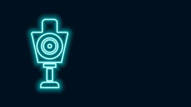 Siyah arka planda izole edilmiş ikon çekmek için parlayan neon hattı insan hedef sporu. Atış mesafesi ya da atış mesafesi için sayıları olan temiz bir hedef. 4K Video hareketli grafik canlandırması