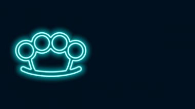 Parlayan neon hattı pirinç muşta simgesi siyah arkaplanda izole edildi. 4K Video hareketli grafik canlandırması