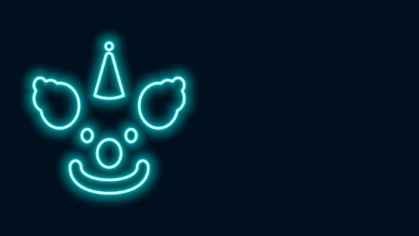 Glödande neon line Clown huvud ikon isolerad på svart bakgrund. 4K Video motion grafisk animation — Stockvideo