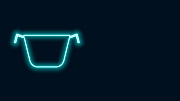 Linea neon incandescente Icona pentola isolata su sfondo nero. Bollire o stufato cibo simbolo. Animazione grafica 4K Video motion — Video Stock