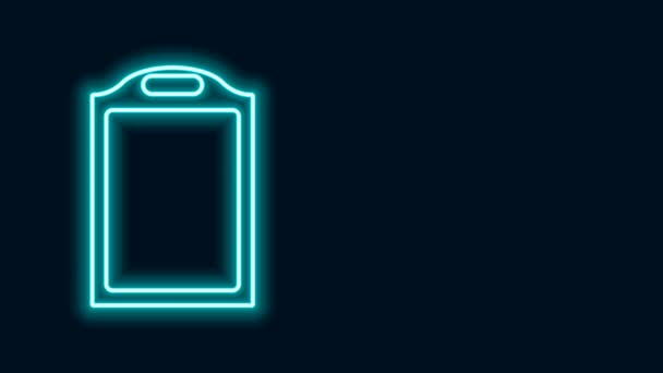 Gloeiende neon lijn Cutting board icoon geïsoleerd op zwarte achtergrond. Het symbool van de snijplank. 4K Video motion grafische animatie — Stockvideo