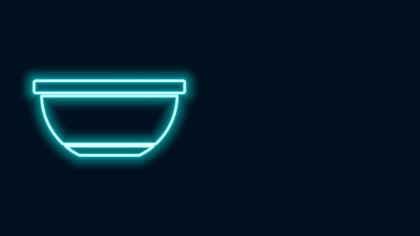 Linha de néon brilhante Ícone de tigela isolado no fundo preto. Animação gráfica em movimento de vídeo 4K — Vídeo de Stock