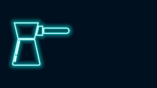 Светящаяся неоновая линия Кофе Турк значок изолирован на черном фоне. Видеографическая анимация 4K — стоковое видео