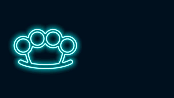 검은 배경에 네온 라인 브래스 관절 아이콘 분리. 4K 비디오 모션 그래픽 애니메이션 — 비디오