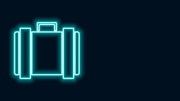Linha de néon brilhante Caixa de munição militar com algum ícone de balas de munição isolado no fundo preto. Animação gráfica em movimento de vídeo 4K — Vídeo de Stock