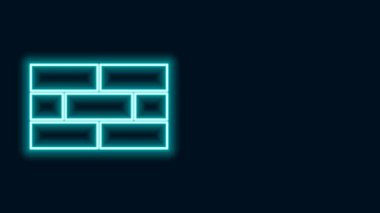 Parlayan neon hattı Bricks simgesi siyah arkaplanda izole edildi. 4K Video hareketli grafik canlandırması