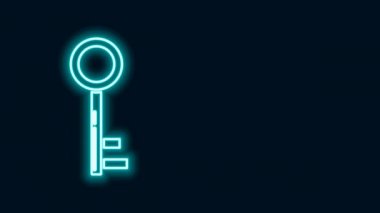 Parlayan neon çizgisi simgesi siyah arkaplanda izole edildi. 4K Video hareketli grafik canlandırması