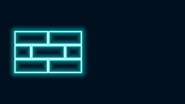 Glowing neon line Bricks icon isolated on black background. 4K Video motion graphic animation — Stock Video