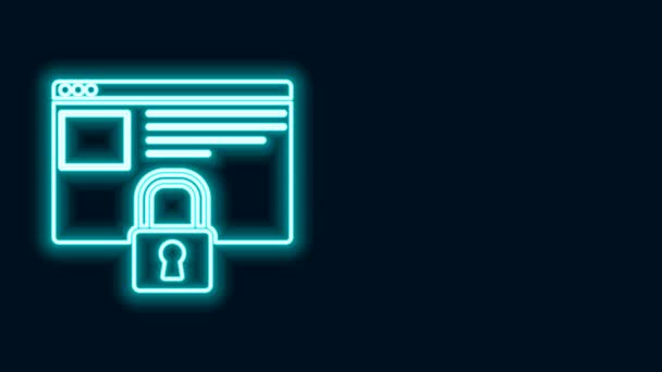 Linha de néon brilhante Proteja seu site com HTTPS, ícone SSL isolado em fundo preto. Protocolo de comunicação na Internet. Animação gráfica em movimento de vídeo 4K — Vídeo de Stock