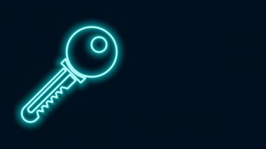 Parlayan neon çizgisi simgesi siyah arkaplanda izole edildi. 4K Video hareketli grafik canlandırması