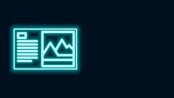 Ligne lumineuse Icône de carte postale isolé sur fond noir. Animation graphique de mouvement vidéo 4K — Video