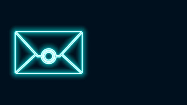 Glowing neon line Envelope icon isolated on black background. Email message letter symbol. 4K Video motion graphic animation — Stock Video