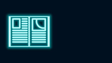 Parlayan neon hattı Açık kitap simgesi siyah arkaplanda izole edildi. 4K Video hareketli grafik canlandırması