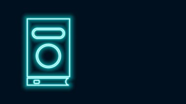 Parlayan neon çizgi Kitap simgesi siyah arkaplanda izole edildi. 4K Video hareketli grafik canlandırması