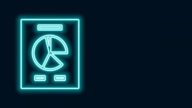 Siyah arkaplanda izole edilmiş grafik grafik simgesiyle parlayan neon çizgi belgesi. Metin dosya simgesini rapor et. Muhasebe tabelası. Denetim, analiz, planlama. 4K Video hareketli grafik canlandırması