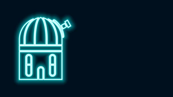 Glowing neon line Astronomical observatory icon isolated on black background. 4K Video motion graphic animation — Stock Video