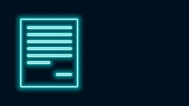 Parlayan neon hattı Belge simgesi siyah arkaplanda izole edildi. Dosya simgesi. Kontrol listesi simgesi. İş konsepti. 4K Video hareketli grafik canlandırması
