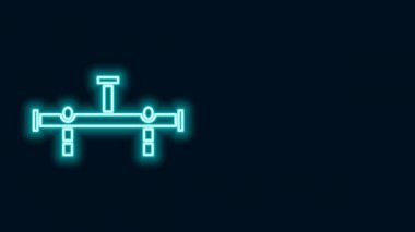 Parlayan neon çizgisi Manifold simgesi siyah arkaplanda izole edildi. 4K Video hareketli grafik canlandırması