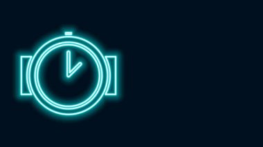 Parlayan neon hattı dalış ikonu siyah arkaplanda izole edildi. Su altı ekipmanları. 4K Video hareketli grafik canlandırması