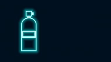 Parlayan neon hattı Aqualung simgesi siyah arkaplanda izole edildi. Dalgıçlar için oksijen tüpü. Dalış ekipmanları. Olağanüstü bir spor. Su altı ekipmanları. 4K Video hareketli grafik canlandırması