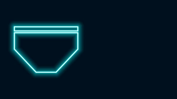 Žhnoucí neonová čára Ikona plaveckých kmenů izolovaná na černém pozadí. Grafická animace pohybu videa 4K — Stock video
