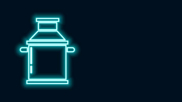Светящаяся неоновая линия Контейнер для иконки молока изолирован на черном фоне. Видеографическая анимация 4K — стоковое видео