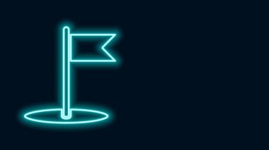 Parlayan neon çizgisi simgesi siyah arkaplanda izole edildi. Yer belirleyici sembol. 4K Video hareketli grafik canlandırması