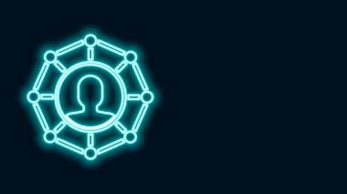 Parlayan neon hattı Proje taban simgesi siyah arkaplanda izole edildi. İş analizi ve planlama, takım çalışması, proje yönetimi. Geliştiriciler. 4K Video hareketli grafik canlandırması