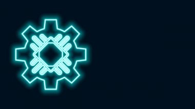 Parlayan neon hattı İşlemci simgesi siyah arkaplanda izole edildi. İşlemci, merkezi işlem birimi, mikroçip, mikro devre, bilgisayar işlemcisi, çip. 4K Video hareketli grafik canlandırması