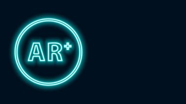 Parlayan neon hattı Ar, artırılmış gerçeklik simgesi siyah arkaplanda izole edildi. 4K Video hareketli grafik canlandırması