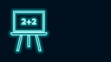 Parlayan neon çizgisi kireç taşı simgesi siyah arkaplanda izole edildi. Okul karatahtası. 4K Video hareketli grafik canlandırması