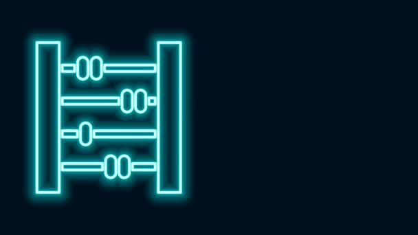 Icona luminosa al neon della linea Abacus isolata su sfondo nero. Struttura di conteggio tradizionale. Segno educativo. Scuola di matematica. Animazione grafica 4K Video motion — Video Stock