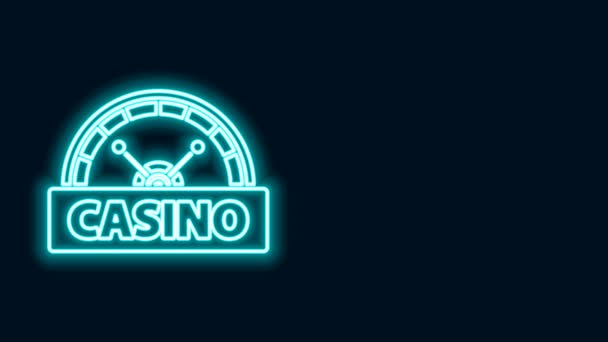 Gloeiende neon lijn Casino signboard pictogram geïsoleerd op zwarte achtergrond. 4K Video motion grafische animatie — Stockvideo