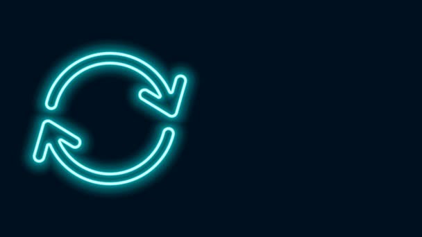 Glowing neon line Refresh icon isolated on black background. Reload symbol. Rotation arrows in a circle sign. 4K Video motion graphic animation — Stock Video