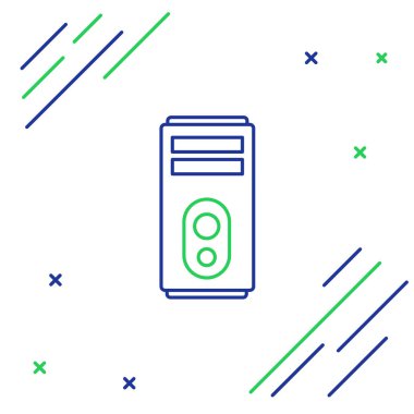 Çizgi Bilgisayar simgesi beyaz arkaplanda izole edildi. Bilgisayar bileşeni işareti. Renkli taslak konsepti. Vektör.